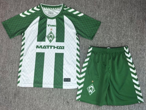 Kids 2026/27 SV Werder Bremen Home Green & White Kids/Youth Soccer Uniform-BL