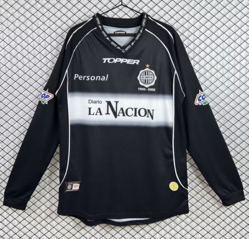 2002 Retro Version Olimpia Away Black LS Thailand Soccer Jersey AAA-503
