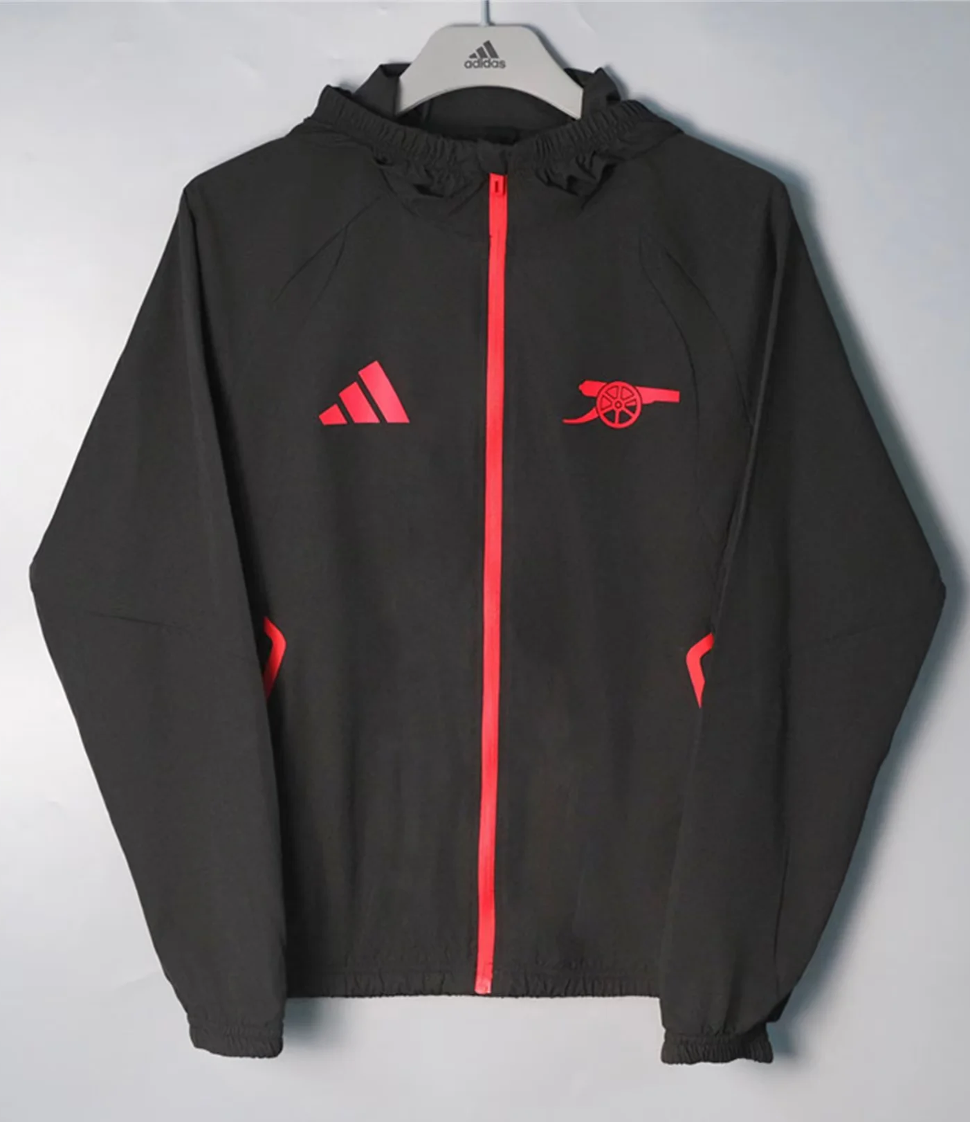 2026/27 Arsenal Black Windbreaker Hoodies Top With Hat-801