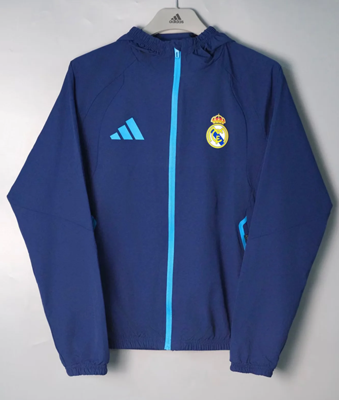 2026/27 Rea Madrid Royal Blue Windbreaker Hoodies Top With Hat-801