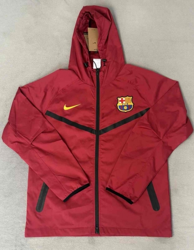2026/27 Barcelona Red Windbreaker Hoodies Top With Hat-510
