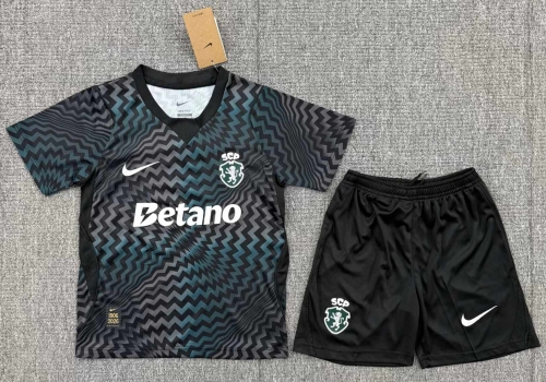 Kids 2026/27 Sporting Lisbon Goalkeeper Black Kids/Youth Soccer Uniform-522