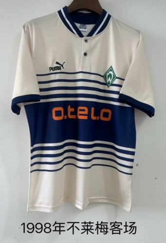 1998 Retro Version SV Werder Bremen Away White Soccer Jersey AAA-709