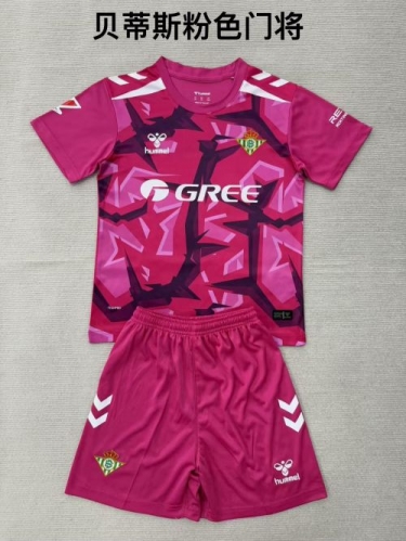 Kids 2026/27 Real Betis Goalkeeper Pink Kids/Youth Soccer Uniform-208