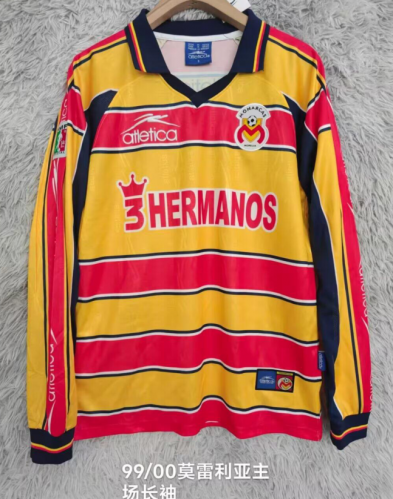 99/00 Retro Version Club Atlético Morelia Home Red & Yellow LS Thailand Soccer Jersey AAA-2178