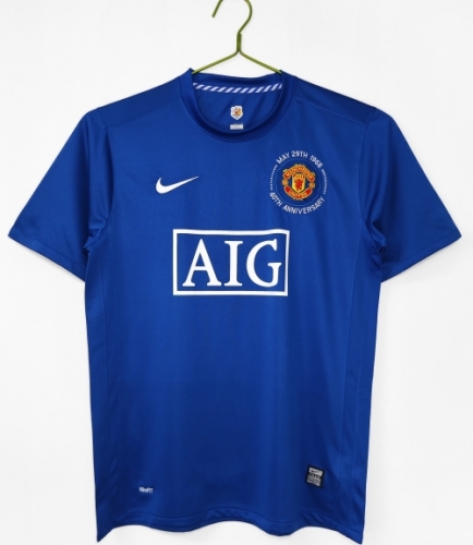 Champions League Retro Version 08/09 Manited United 2nd Away Blue Thailand Soccer Jersey AAA-710