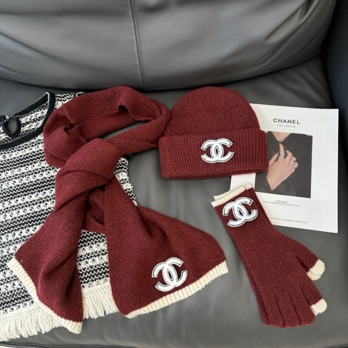 Chane*l Glove+Scarf +Hat & Cap-YWDF0118