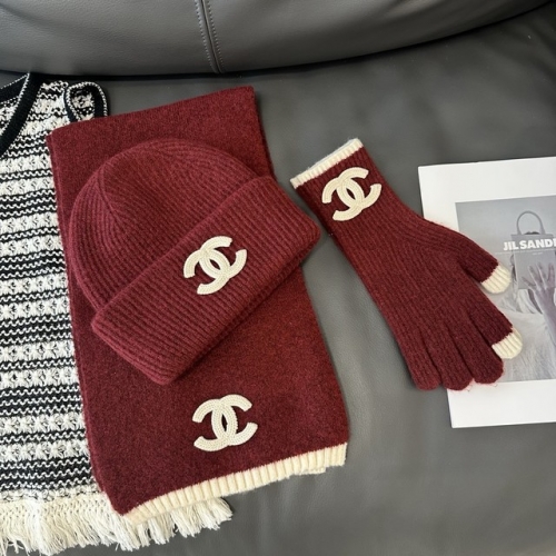 Chane*l Glove+Scarf +Hat & Cap-YWDF0107