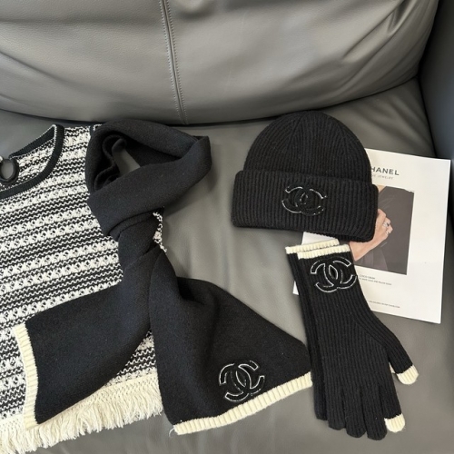 Chane*l Glove+Scarf +Hat & Cap-YWDF0119