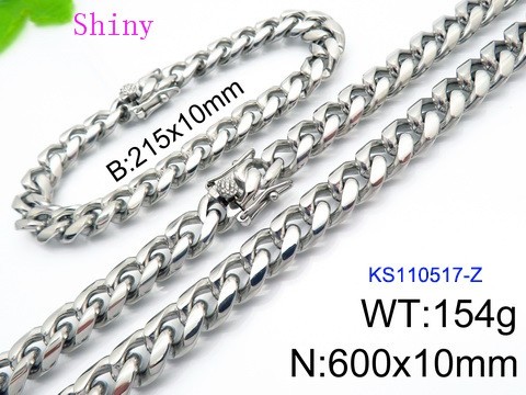 316 Stainless Steel Necklace Bracelet Men Set KL20210321-KS110517-Z