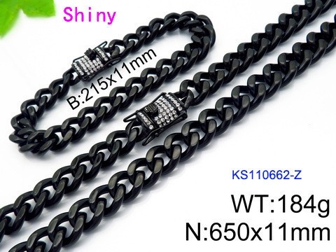 316 Stainless Steel Necklace Bracelet Men Set KL20210321-KS110662-Z