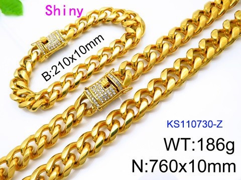 316 Stainless Steel Necklace Bracelet Men Set KL20210321-KS110730-Z