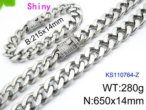 316 Stainless Steel Necklace Bracelet Men Set KL20210321-KS110764-Z