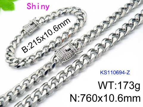 316 Stainless Steel Necklace Bracelet Men Set KL20210321-KS110694-Z