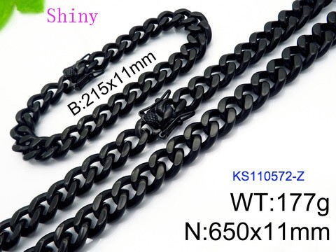 316 Stainless Steel Necklace Bracelet Men Set KL20210321-KS110572-Z