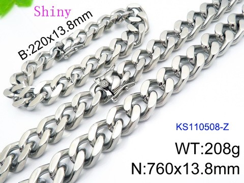 316 Stainless Steel Necklace Bracelet Men Set KL20210321-KS110508-Z