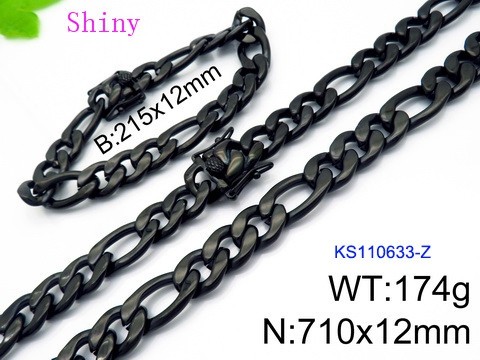 316 Stainless Steel Necklace Bracelet Men Set KL20210321-KS110633-Z