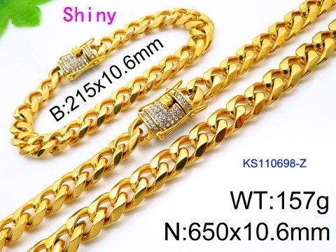 316 Stainless Steel Necklace Bracelet Men Set KL20210321-KS110698-Z