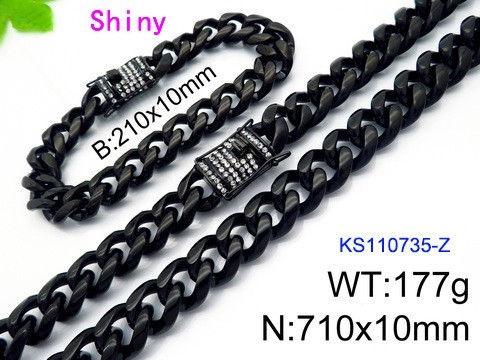 316 Stainless Steel Necklace Bracelet Men Set KL20210321-KS110735-Z