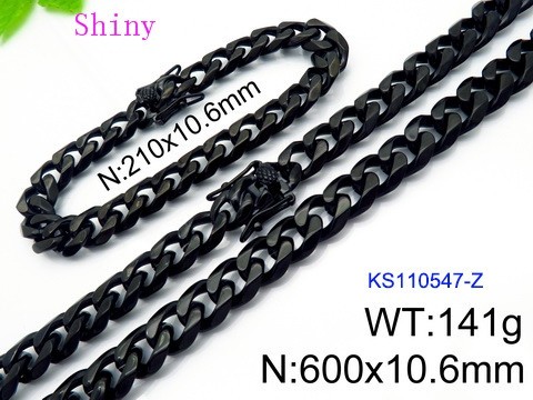 316 Stainless Steel Necklace Bracelet Men Set KL20210321-KS110547-Z