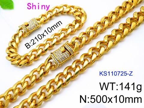 316 Stainless Steel Necklace Bracelet Men Set KL20210321-KS110725-Z