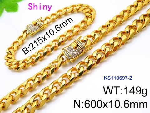 316 Stainless Steel Necklace Bracelet Men Set KL20210321-KS110697-Z