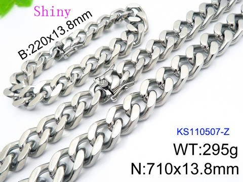 316 Stainless Steel Necklace Bracelet Men Set KL20210321-KS110507-Z