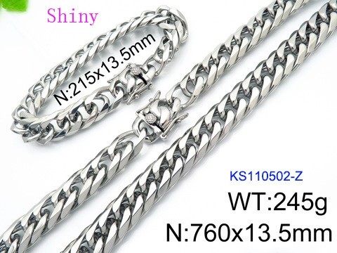 316 Stainless Steel Necklace Bracelet Men Set KL20210321-KS110502-Z