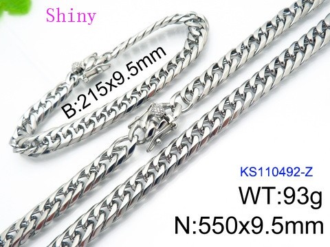 316 Stainless Steel Necklace Bracelet Men Set KL20210321-KS110492-Z