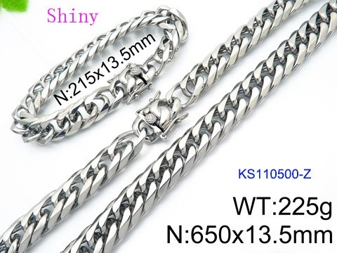 316 Stainless Steel Necklace Bracelet Men Set KL20210321-KS110500-Z