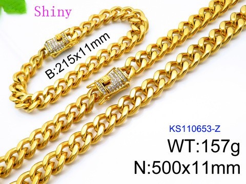 316 Stainless Steel Necklace Bracelet Men Set KL20210321-KS110653-Z