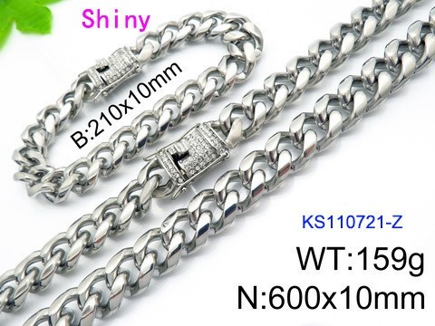 316 Stainless Steel Necklace Bracelet Men Set KL20210321-KS110721-Z