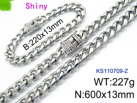 316 Stainless Steel Necklace Bracelet Men Set KL20210321-KS110709-Z