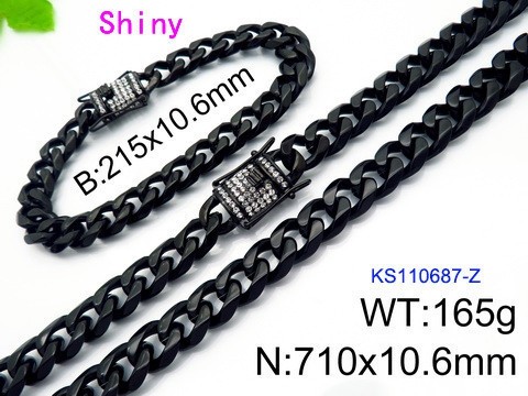 316 Stainless Steel Necklace Bracelet Men Set KL20210321-KS110687-Z