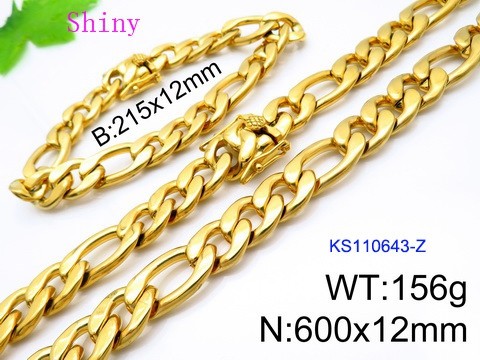 316 Stainless Steel Necklace Bracelet Men Set KL20210321-KS110643-Z