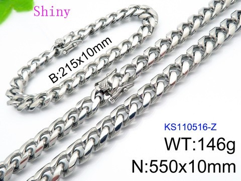 316 Stainless Steel Necklace Bracelet Men Set KL20210321-KS110516-Z