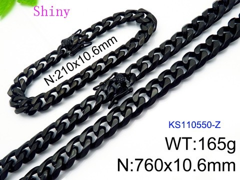 316 Stainless Steel Necklace Bracelet Men Set KL20210321-KS110550-Z