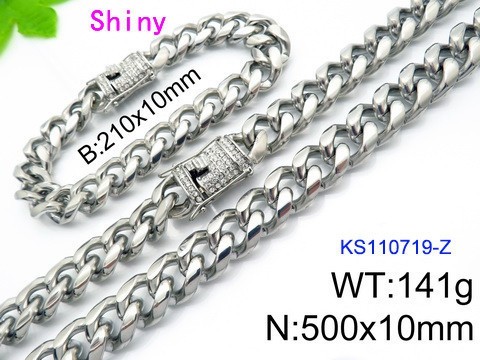 316 Stainless Steel Necklace Bracelet Men Set KL20210321-KS110719-Z