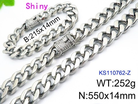 316 Stainless Steel Necklace Bracelet Men Set KL20210321-KS110762-Z