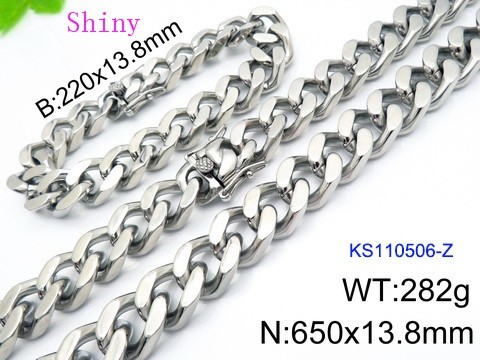 316 Stainless Steel Necklace Bracelet Men Set KL20210321-KS110506-Z