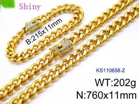 316 Stainless Steel Necklace Bracelet Men Set KL20210321-KS110658-Z