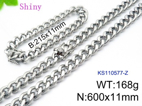 316 Stainless Steel Necklace Bracelet Men Set KL20210321-KS110577-Z