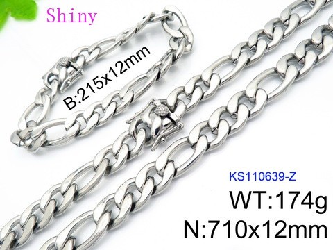 316 Stainless Steel Necklace Bracelet Men Set KL20210321-KS110639-Z