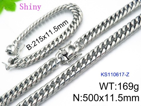 316 Stainless Steel Necklace Bracelet Men Set KL20210321-KS110617-Z