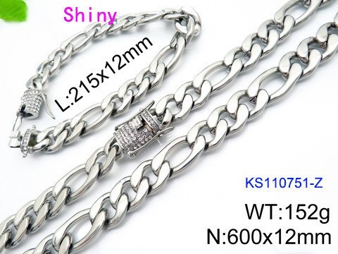 316 Stainless Steel Necklace Bracelet Men Set KL20210321-KS110751-Z