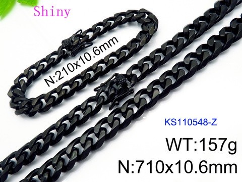 316 Stainless Steel Necklace Bracelet Men Set KL20210321-KS110549-Z