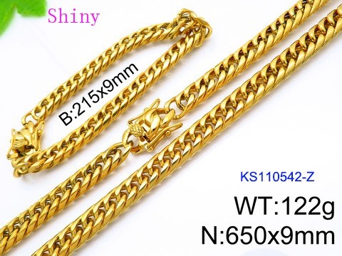 316 Stainless Steel Necklace Bracelet Men Set KL20210321-KS110542-Z