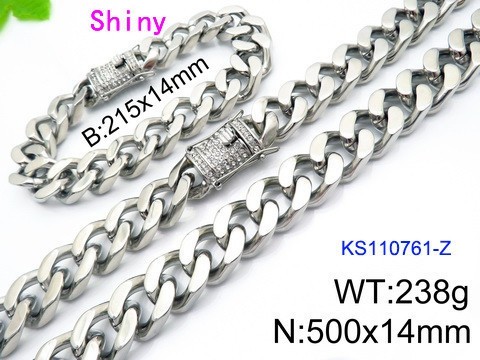 316 Stainless Steel Necklace Bracelet Men Set KL20210321-KS110761-Z