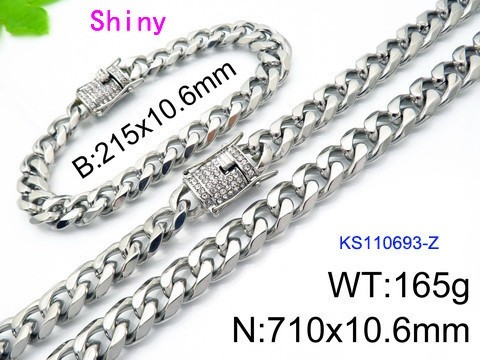 316 Stainless Steel Necklace Bracelet Men Set KL20210321-KS110693-Z