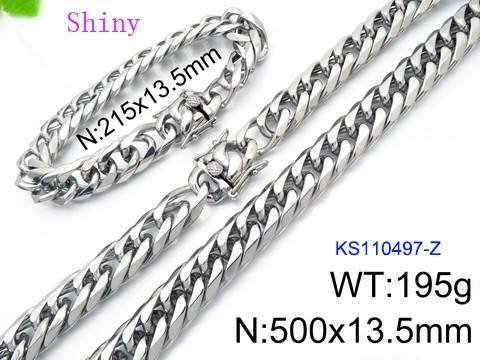 316 Stainless Steel Necklace Bracelet Men Set KL20210321-KS110497-Z